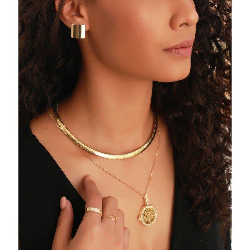 COLAR SALAMANDRA FOLHEADO A OURO 18K