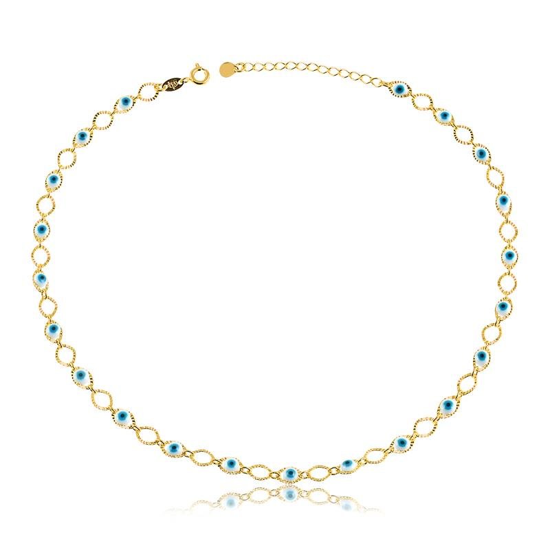 COLAR COM OLHO GREGO FOLHEADO A OURO 18K