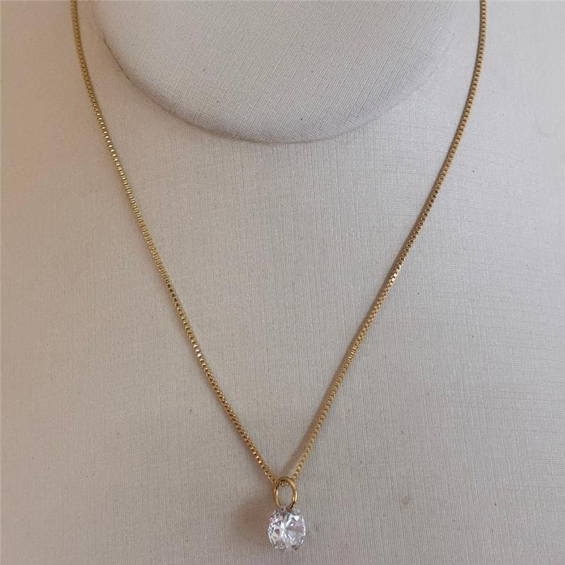 COLAR COM PONTO DE LUZ REDONDO EM ZIRCÔNIA FOLHEADO A OURO 18K