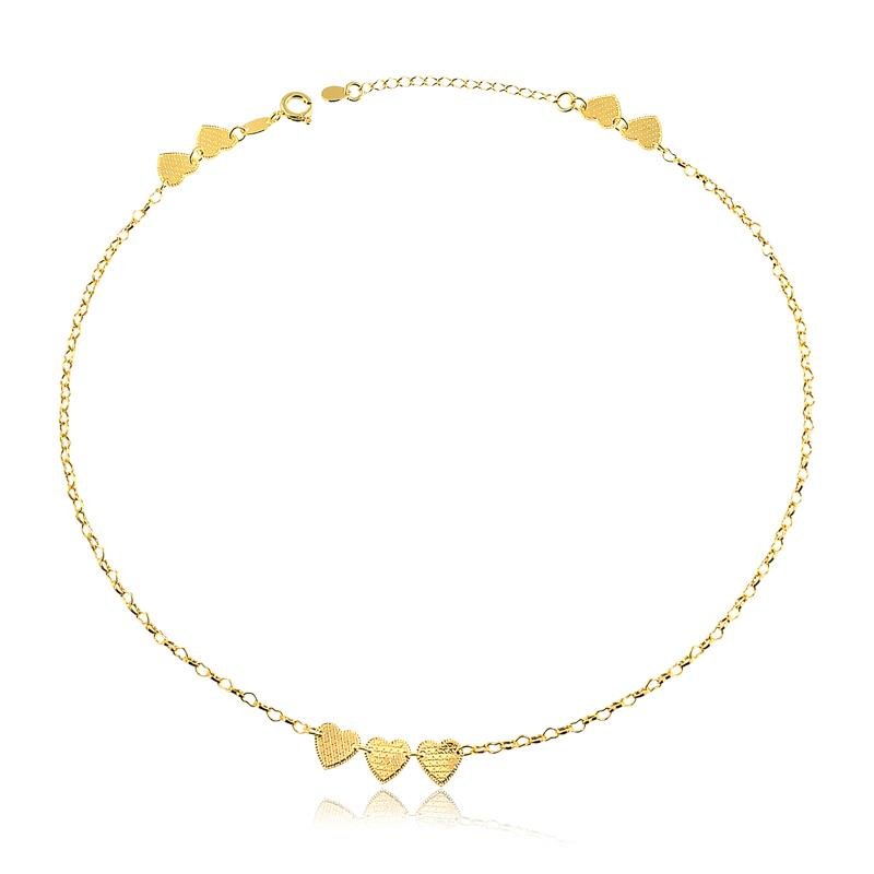 COLAR COM CORAÇÕES FOLHEADO A OURO 18K