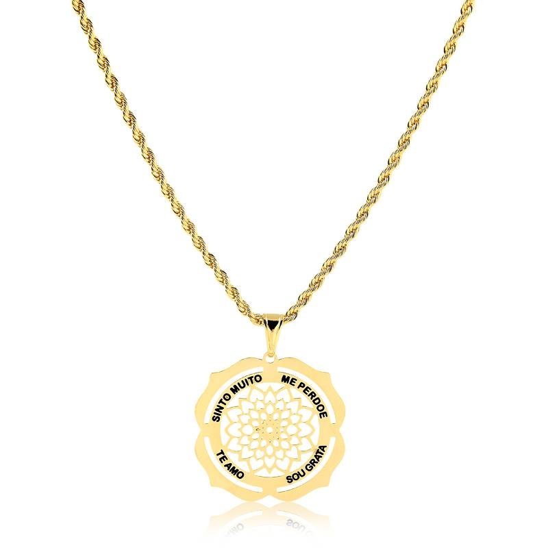 COLAR HO'OPONOPONO FOLHEADO A OURO 18K