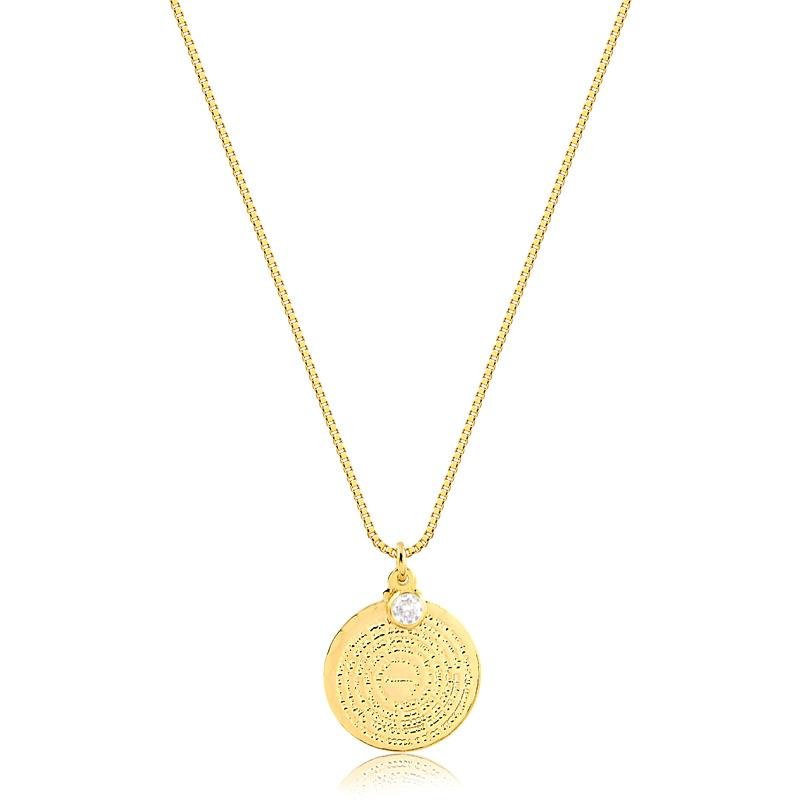 COLAR PAI NOSSO COM DETALHE EM ZIRCÔNIA FOLHEADO A OURO 18K