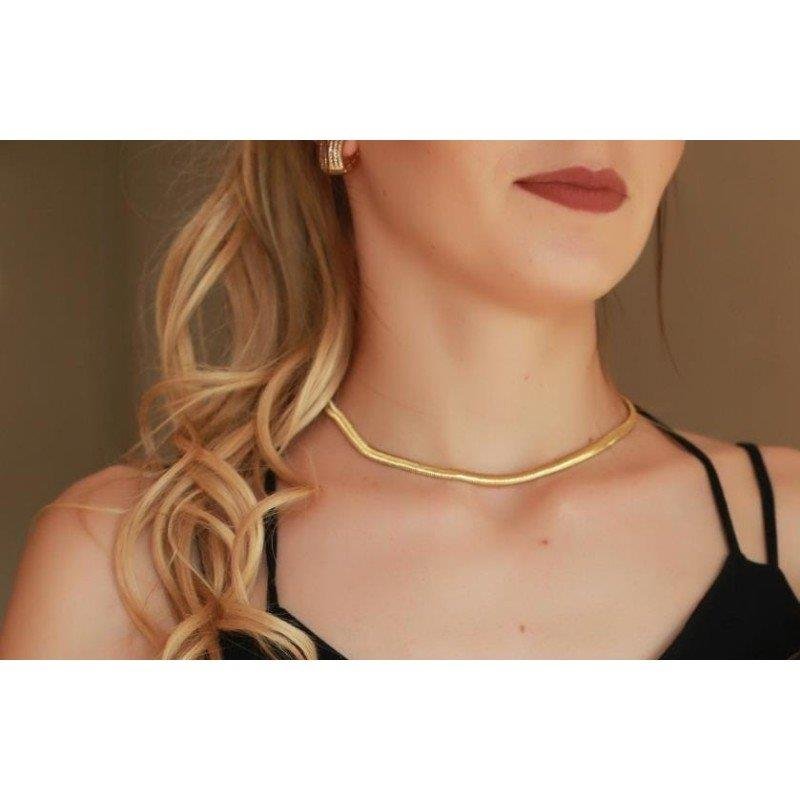 COLAR SALAMANDRA FOLHEADO A OURO 18K