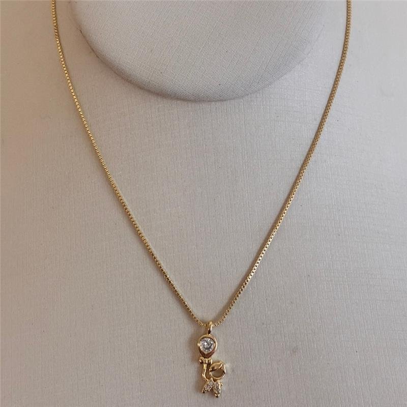 COLAR COM MENINO EM ZIRCÔNIA FOLHEADO A OURO 18K