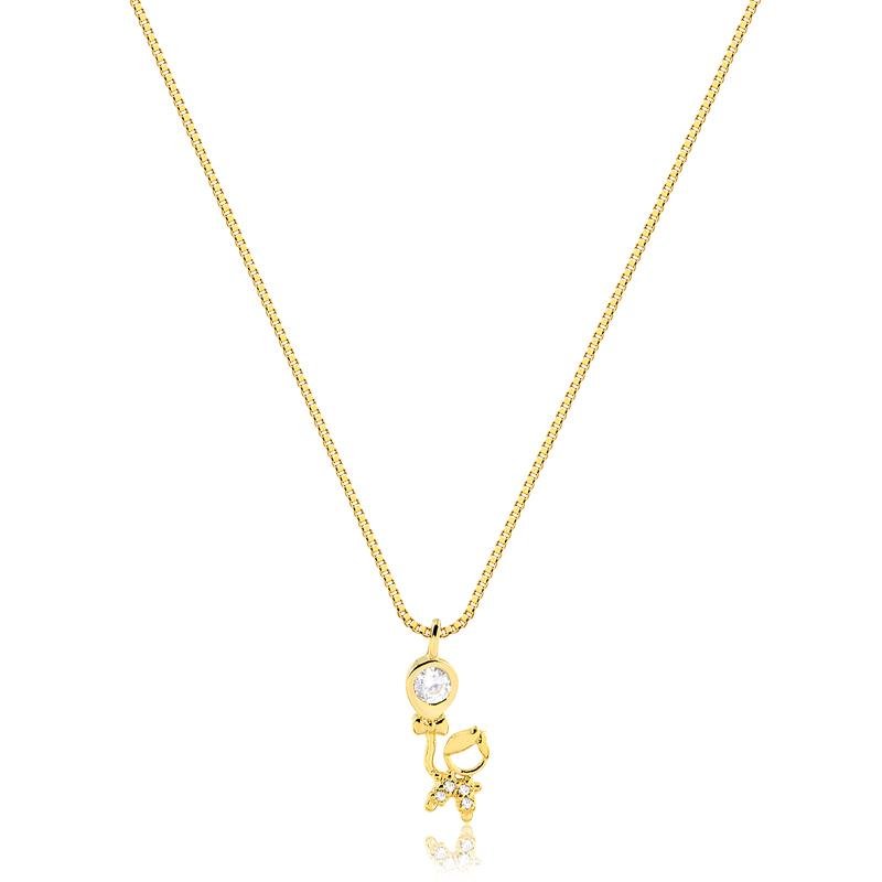 COLAR COM MENINO EM ZIRCÔNIA FOLHEADO A OURO 18K
