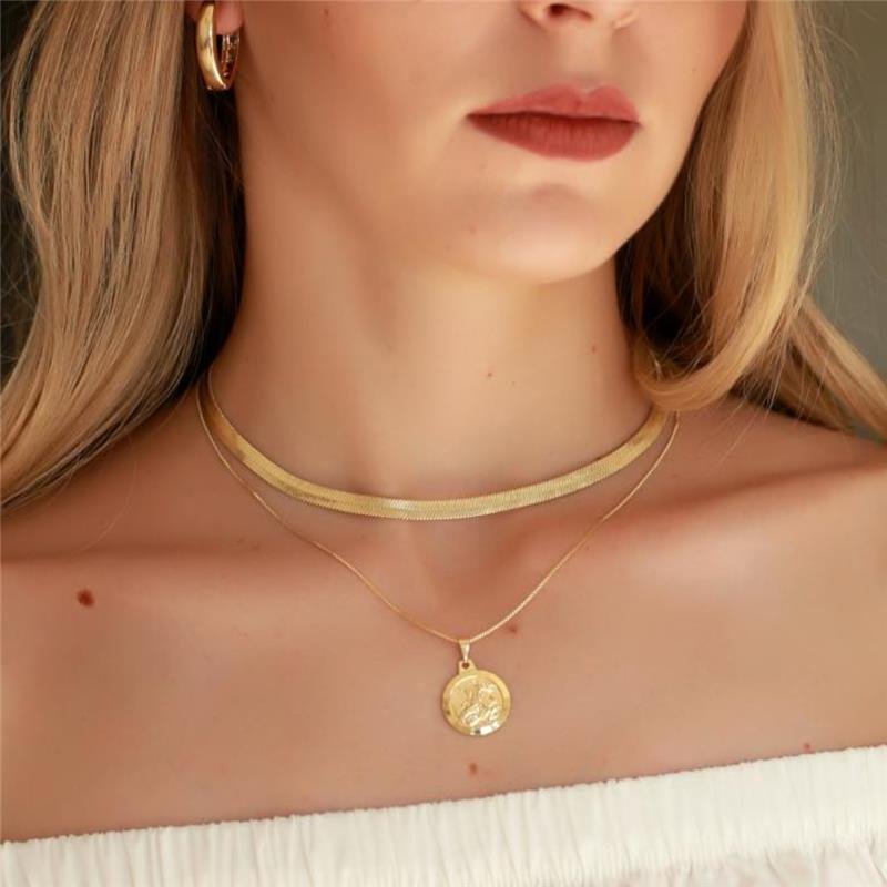 COLAR COM SÃO JORGE FOLHEADO A OURO 18K