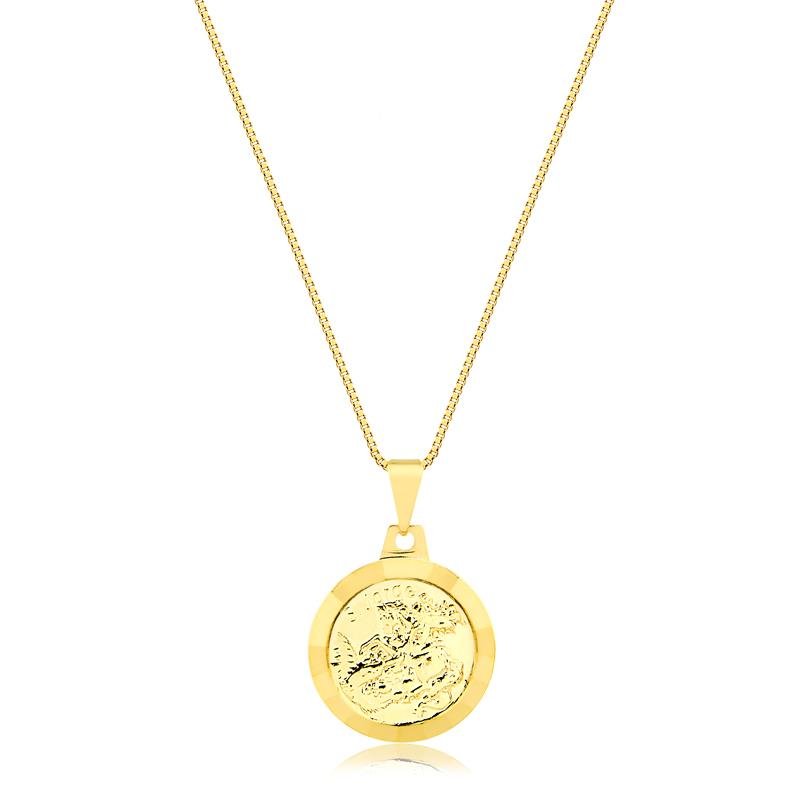 COLAR COM SÃO JORGE FOLHEADO A OURO 18K