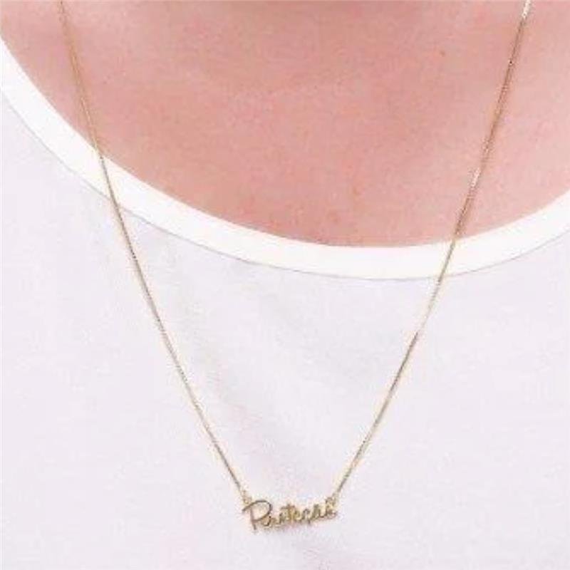 COLAR COM OLHO GREGO E ESCRITO PROTEÇÃO FOLHEADO A OURO 18K