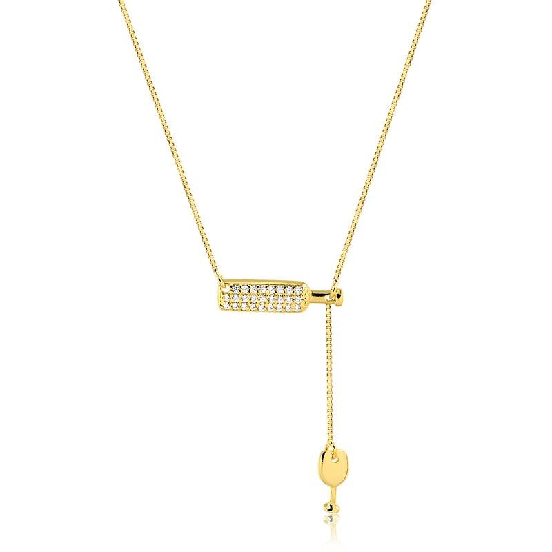 COLAR COM TAÇA FOLHEADO A OURO 18K