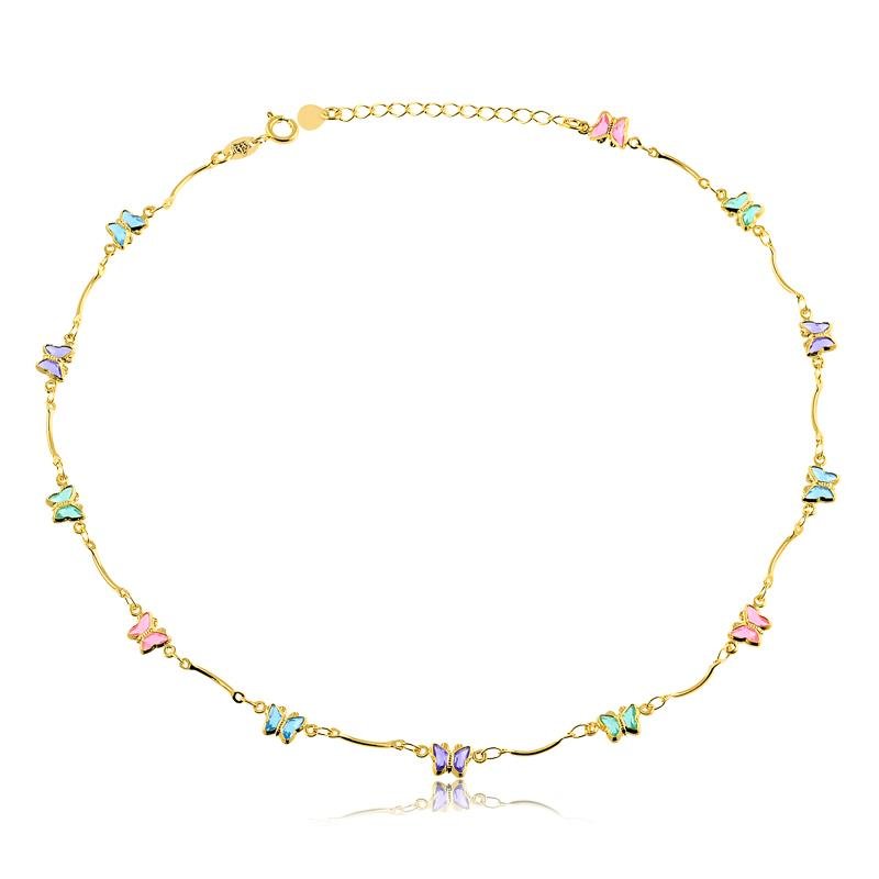 COLAR COM BORBOLETAS FOLHEADO A OURO 18K