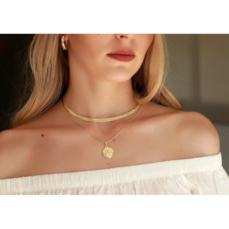 COLAR FITA FOLHEADO A OURO 18K