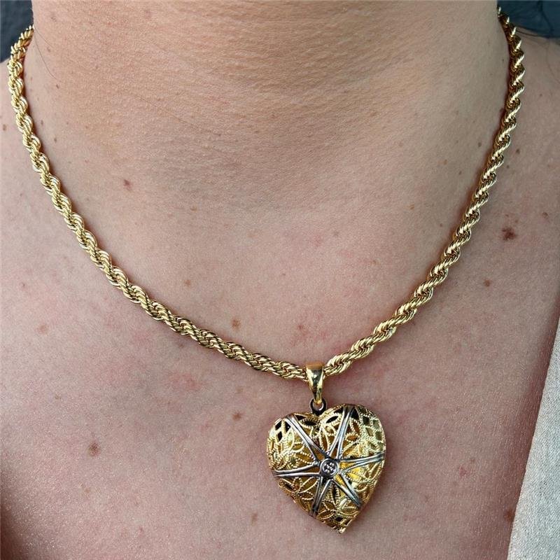 COLAR CORAÇÃO RELICÁRIO FOLHEADO A OURO 18K