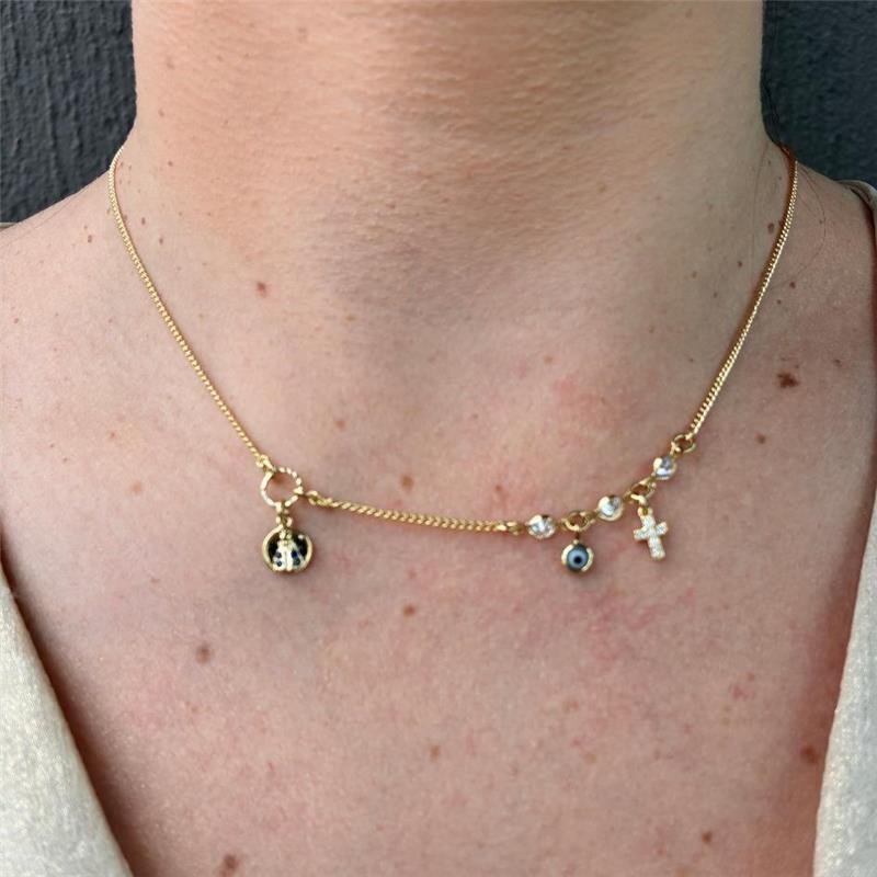 COLAR RELIGIOSO FOLHEADO A OURO 18K