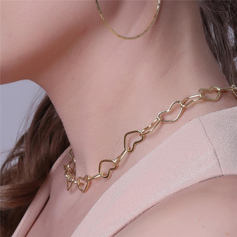 COLAR CHOKER DE CORAÇÕES FOLHEADO A OURO 18K
