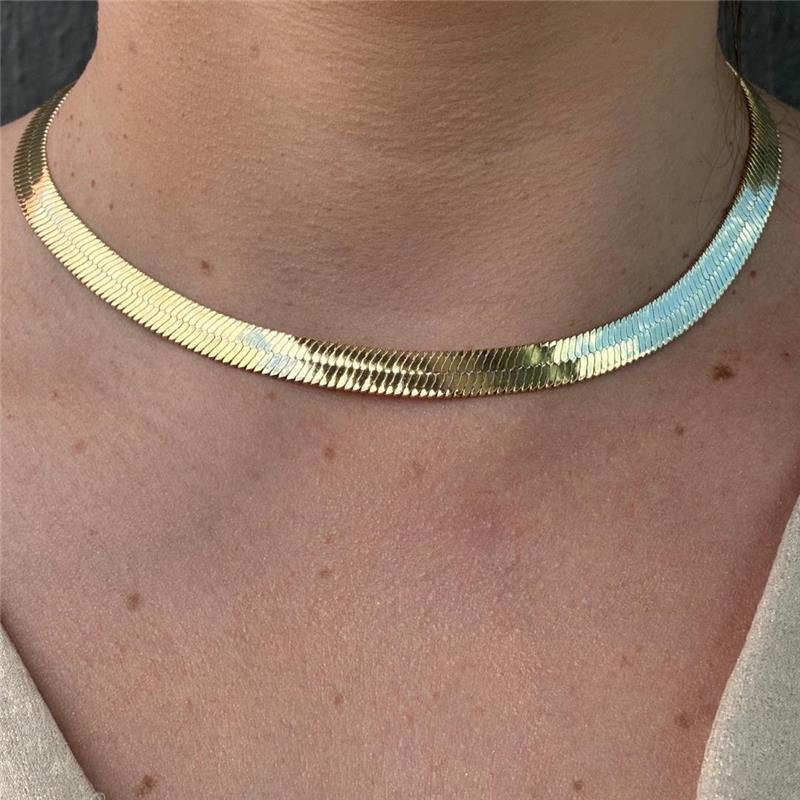COLAR CHOKER FITA 7MM FOLHEADO A OURO 18K