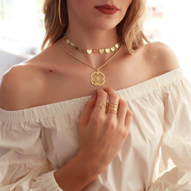 COLAR HO'OPONOPONO FOLHEADO A OURO 18K