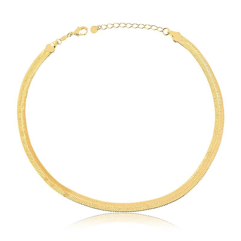 COLAR CHOKER FITA FOLHEADO A OURO 18K 