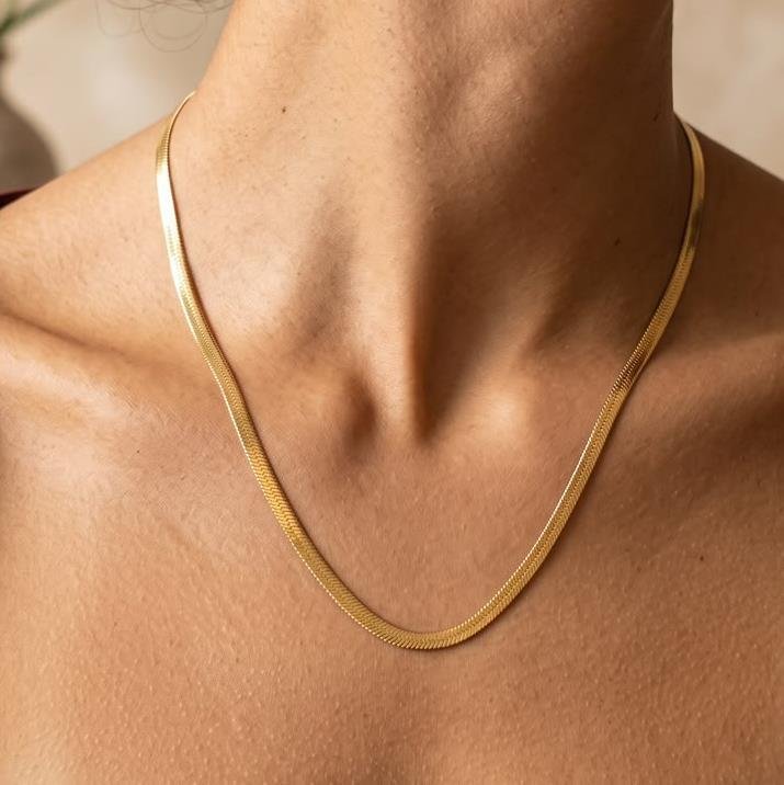COLAR FITA 40CM 4MM FOLHEADO A OURO 18K