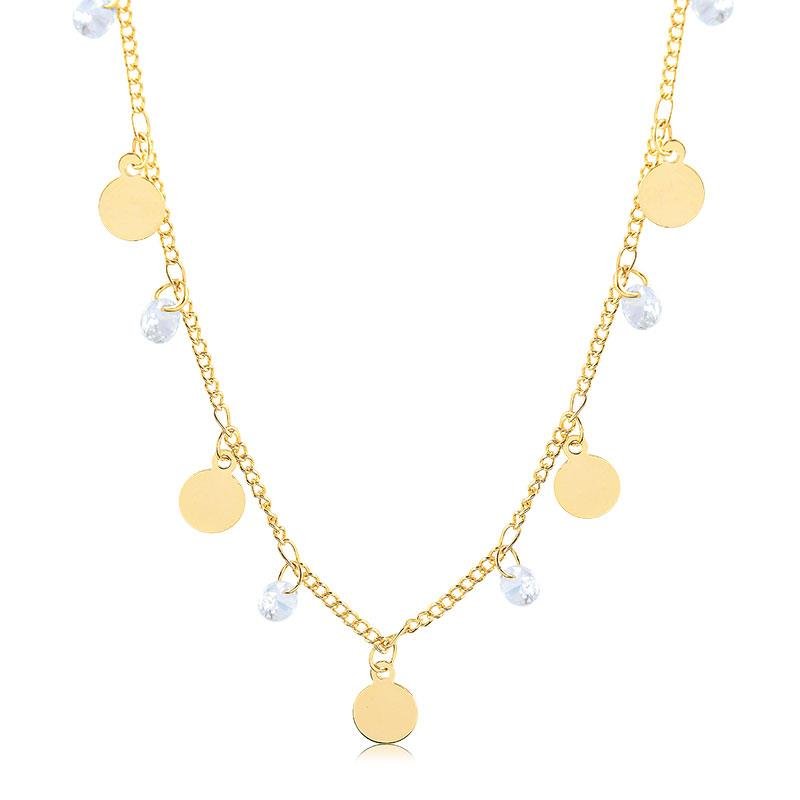 COLAR CHOKER COM CHAPINHAS E ZIRCÔNIAS FOLHEADA A OURO 18K