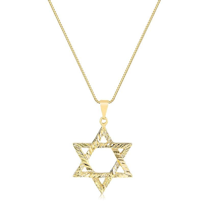 COLAR COM PINGENTE ESTRELA DE DAVI DIAMANTADO FOLHEADO A OURO 18K