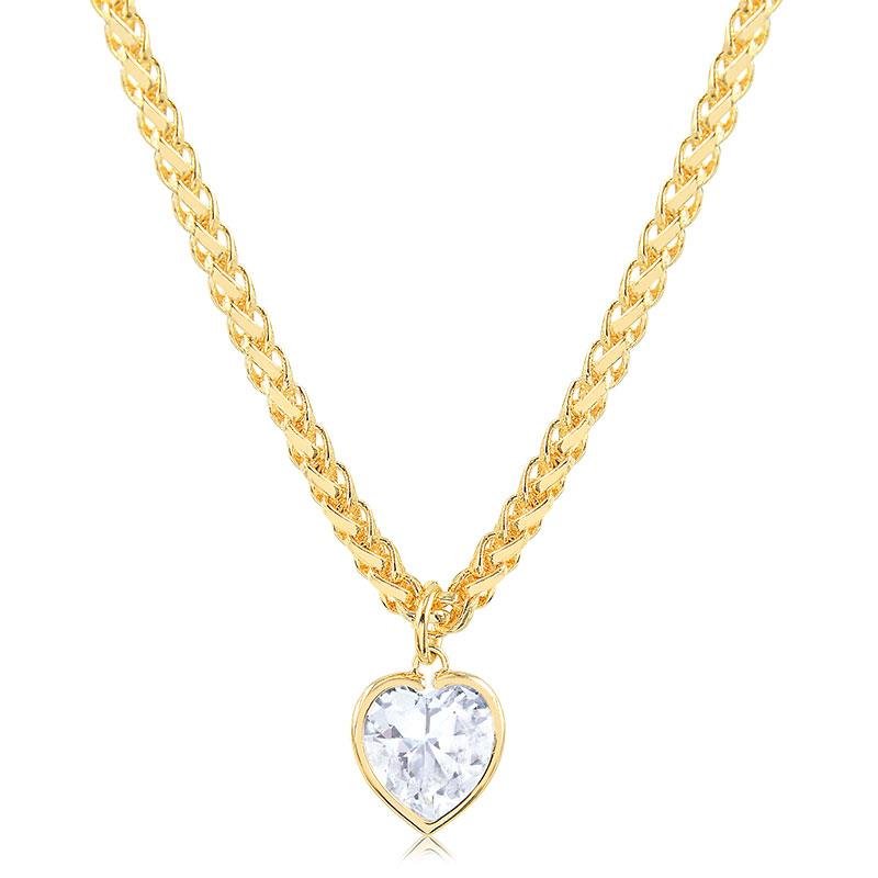 COLAR COM CORAÇÃO DE ZIRCÔNIA FOLHEADO A OURO 18K
