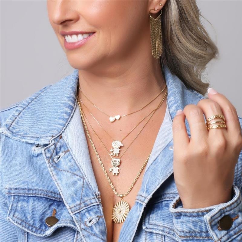 COLAR MENINO DE SKATE FOLHEADO A OURO 18K