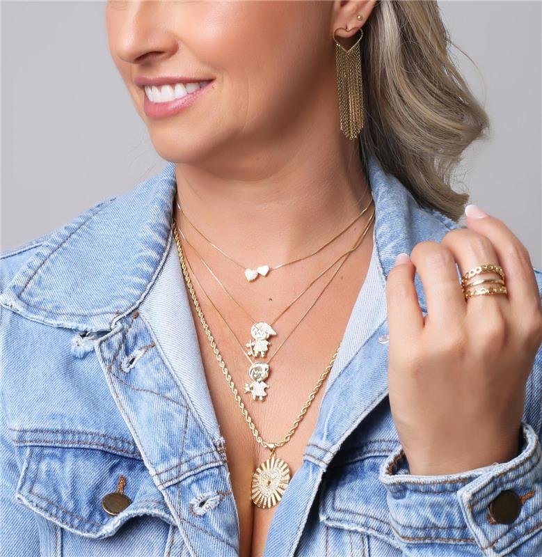 COLAR MENINA COM URSINHO FOLHEADO A OURO 18K