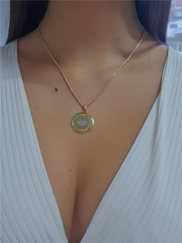 COLAR TUDO POSSO NAQUELE QUE ME FORTALECE COM APLICAÇÃO DE RÓDIO FOLHEADO A OURO 18K