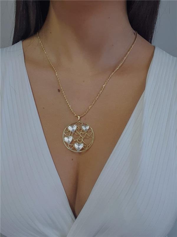 COLAR CIRCULO DE CORAÇÕES FOLHEADO A OURO 18K