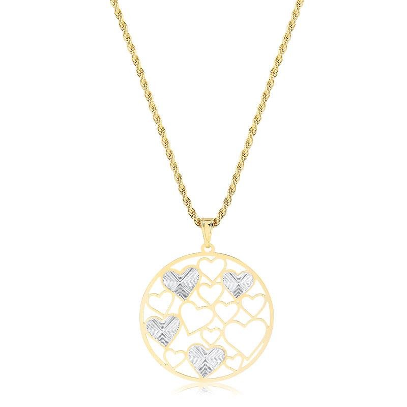 COLAR CIRCULO DE CORAÇÕES PEQUENO FOLHEADO A OURO 18K