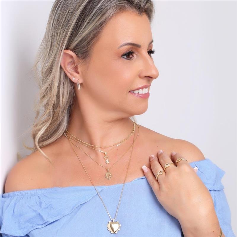 COLAR CORAÇÃO RELICÁRIO FOLHEADO A OURO 18K