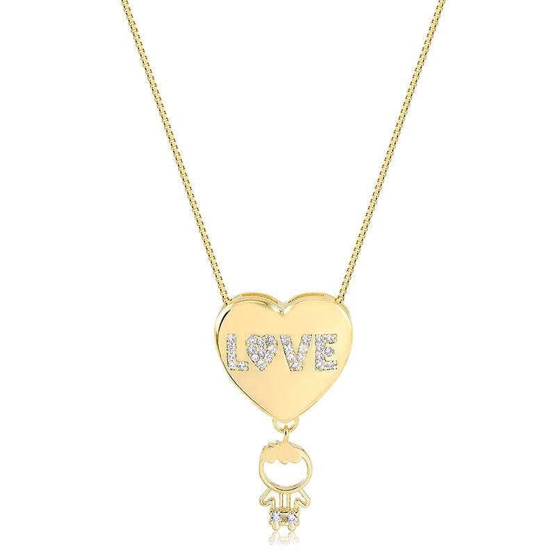 COLAR LOVE FILHO FOLHEADO A OURO 18K