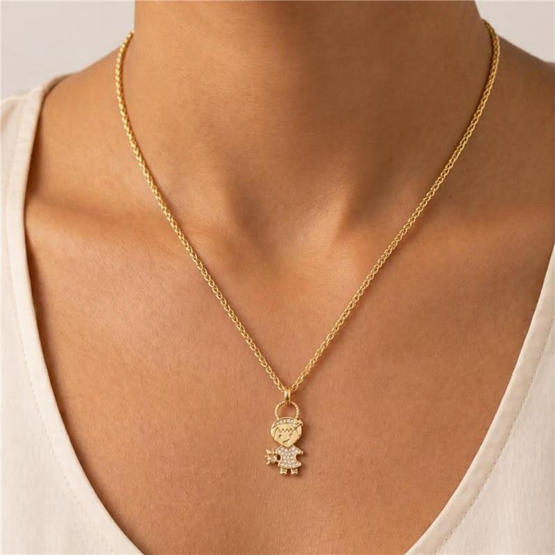COLAR FILHA COM URSINHO FOLHEADO A OURO 18K