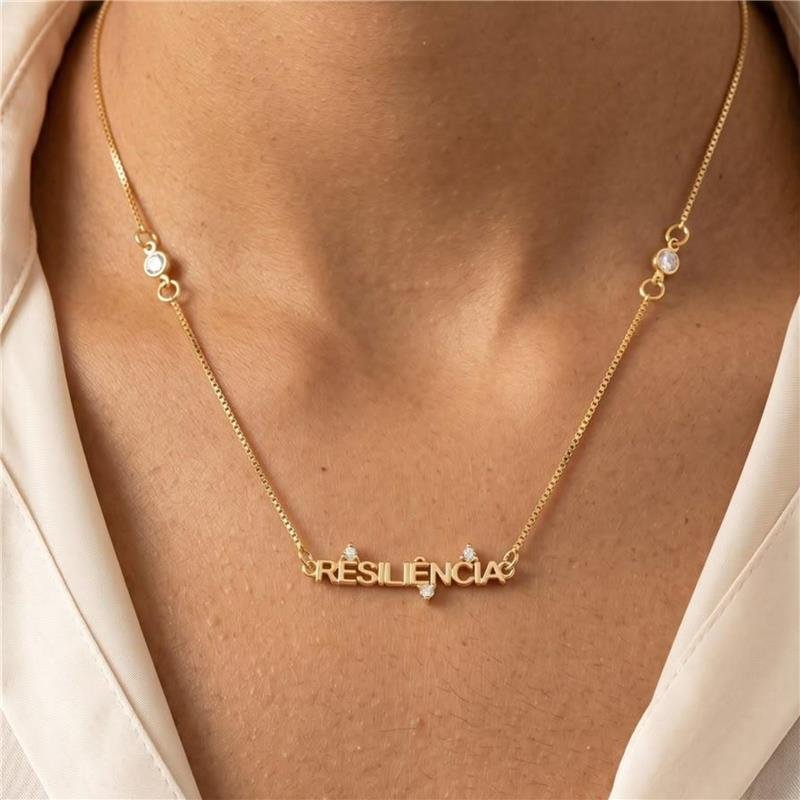 COLAR RESILIÊNCIA COM PEDRA ZIRCÔNIA FOLHEADO A OURO 18K