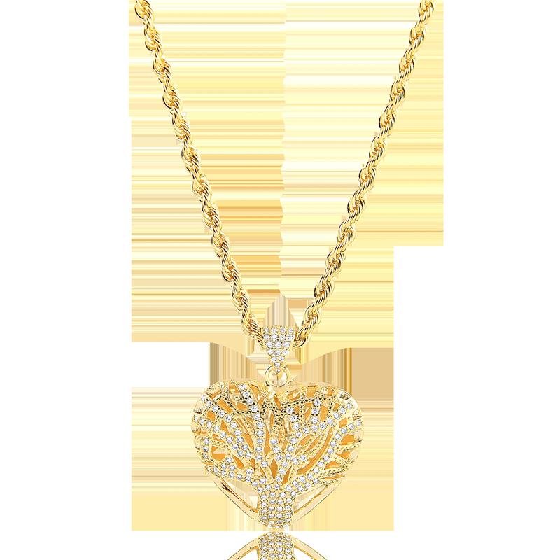 COLAR CORDÃO BAIANO COM PINGENTE CORAÇÃO FOLHEADO A OURO 18K