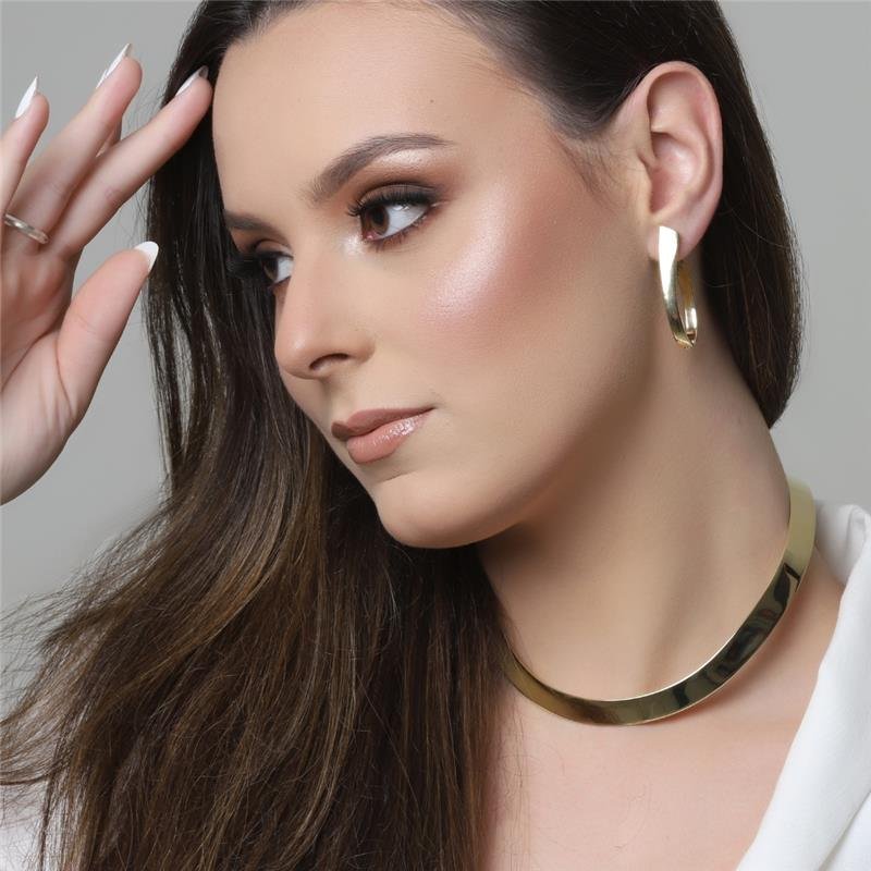 COLAR CHOKER RÍGIDA LISA FOLHEADA A OURO 18K
