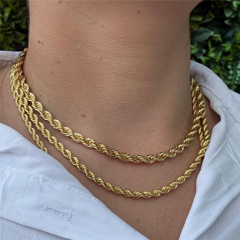 COLAR CORDÃO BAIANO 40 CM E 5MM FOLHEADO A OURO 18K