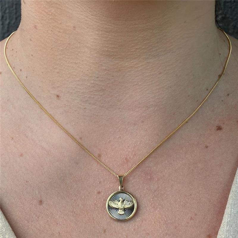 COLAR VENEZIANA COM PINGENTE ESPÍRITO SANTO COM CHAPINHA INOX FOLHEADO A OURO 18K