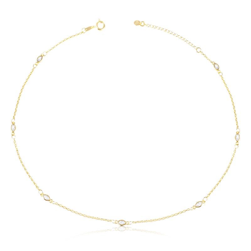 COLAR TIFANY CRISTAL FOLHEADO A OURO 18K