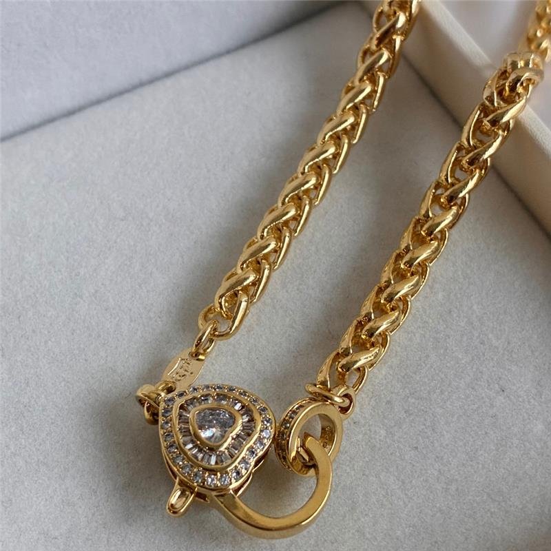 COLAR MALHA FIGA COM FECHO CRAVEJADO FOLHEADO A OURO 18K