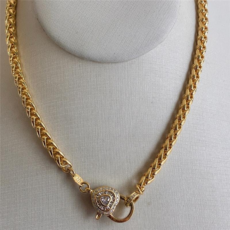 COLAR MALHA FIGA COM FECHO CRAVEJADO FOLHEADO A OURO 18K