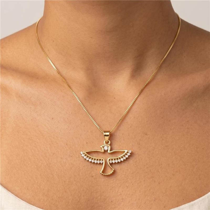 COLAR ESPÍRITO SANTO FOLHEADO A OURO 18K
