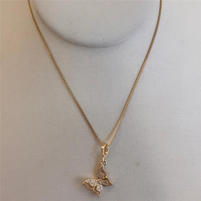 COLAR BORBOLETA FOLHEADO A OURO 18K