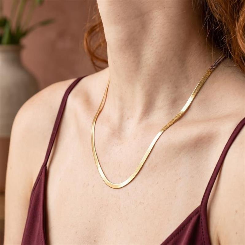 COLAR FITA 40CM 3MM FOLHEADO A OURO 18K