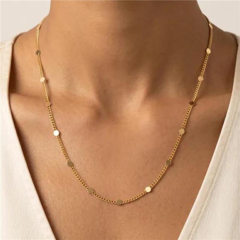 COLAR PLACAS FOLHEADO A OURO 18K 50CM 