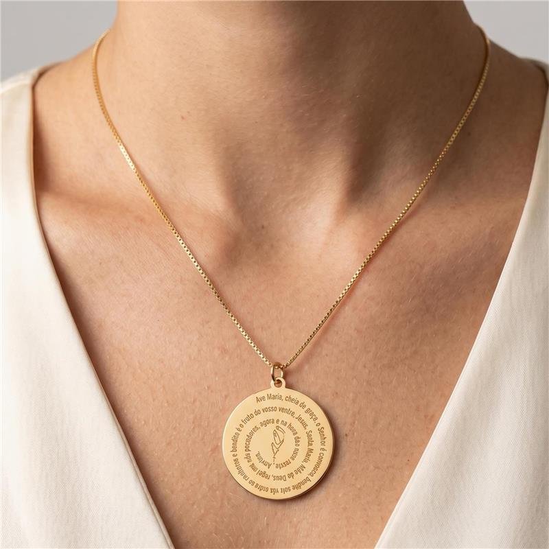 COLAR AVE MARIA FOLHEADO A OURO 18K