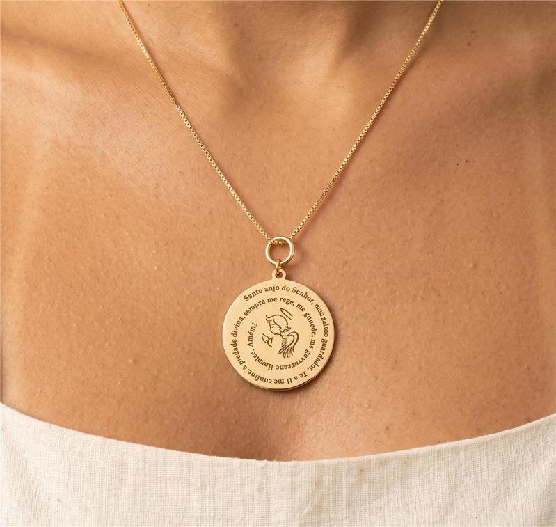 COLAR SANTO ANJO FOLHEADO A OURO 18K