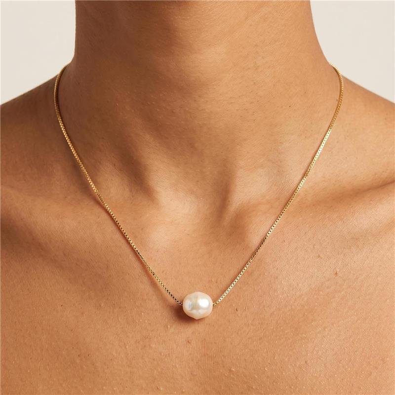 COLAR PÉROLA FOLHEADA A OURO 18K 