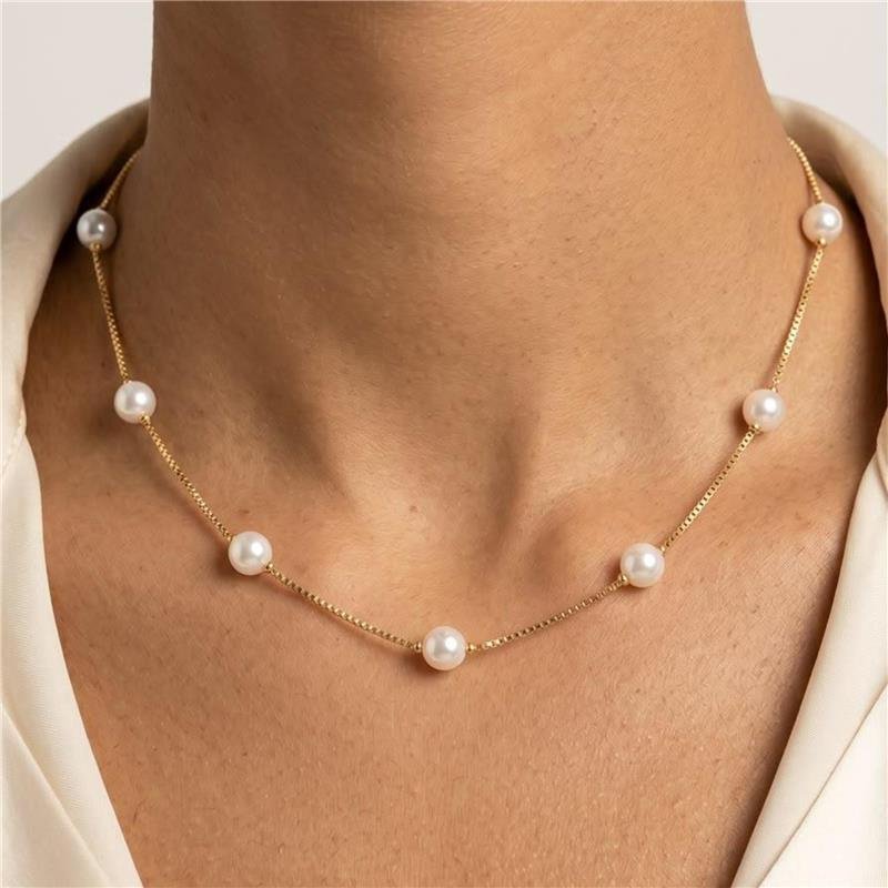COLAR PÉROLAS FOLHEADAS A OURO 18K 
