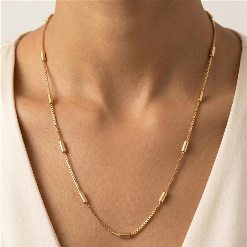 COLAR TRABALHADO FOLHEADO A OURO 18K 